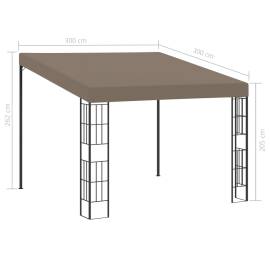 Pavilion montat pe perete, gri taupe, 3 x 3 m, material textil, 6 image