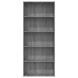 Bibliotecă 5 niveluri gri sonoma 80x30x189 cm lemn compozit, 4 image