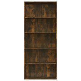 Bibliotecă 5 niveluri stejar fumuriu 80x30x189 cm lemn compozit, 4 image