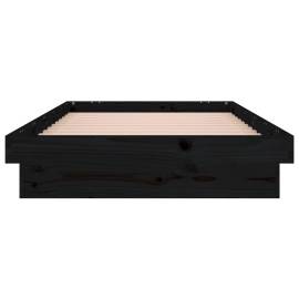 Cadru de pat single 3ft cu led, negru, 90x190 cm, lemn masiv, 7 image