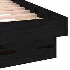 Cadru de pat single 3ft cu led, negru, 90x190 cm, lemn masiv, 9 image