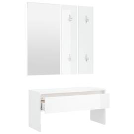 Set de mobilier pentru hol, alb extralucios, lemn prelucrat, 6 image