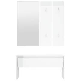Set de mobilier pentru hol, alb extralucios, lemn prelucrat, 5 image
