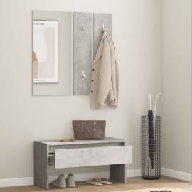 Set de mobilier pentru hol, gri beton, lemn prelucrat, 3 image