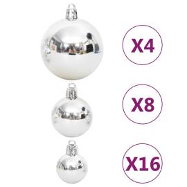 Set globuri de crăciun, 108 piese, argintiu și alb, 6 image