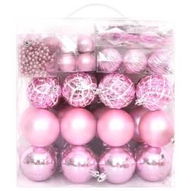 Set globuri de crăciun, 65 piese, roz / roșu / alb, 3 image