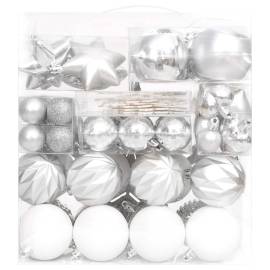 Set globuri de crăciun, 70 piese, argintiu și alb, 3 image