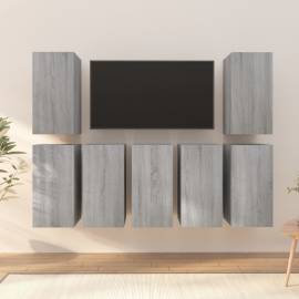 Comode tv, 7 buc., gri sonoma, 30,5x30x60 cm, lemn prelucrat