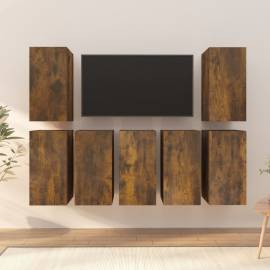 Comode tv, 7 buc., stejar fumuriu, 30,5x30x60 cm lemn prelucrat