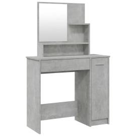 Masă de toaletă cu oglindă, gri beton, 86,5x35x136 cm, 2 image