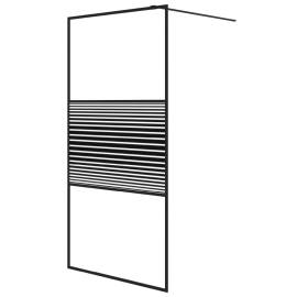 Paravan de duș walk-in negru 100x195 cm sticlă esg transparentă, 2 image