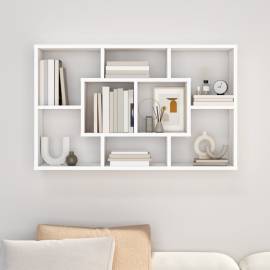 Raft de perete, alb extralucios, 85x16x52,5 cm, lemn compozit, 3 image