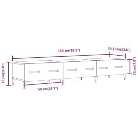 Comodă tv, gri beton, 150x34,5x30 cm, lemn prelucrat, 9 image