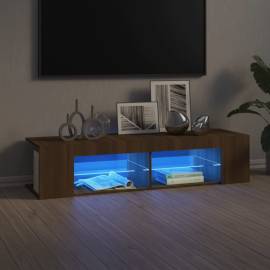 Comodă tv cu lumini led, stejar maro, 135x39x30 cm