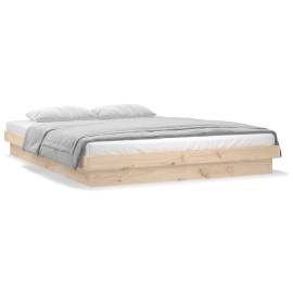 Cadru de pat cu led, 140x190 cm, lemn masiv, 6 image