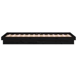 Cadru de pat led, negru, 100x200 cm, lemn masiv de pin, 8 image