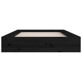 Cadru de pat mic single 2ft6, negru, 75x190 cm, lemn masiv, 4 image