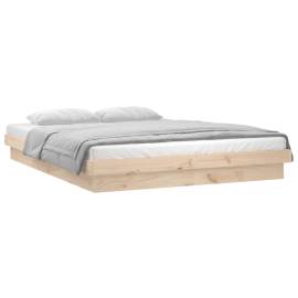 Cadru de pat small double 4ft cu led, 120x190 cm, lemn masiv, 2 image