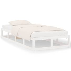 Cadru de pat, alb, 100x200 cm, lemn masiv, 2 image