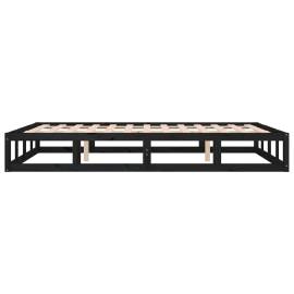 Cadru de pat king size 5ft, negru, 150x200 cm, lemn masiv, 7 image