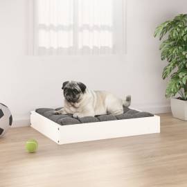 Pat pentru câini, alb, 61,5x49x9 cm, lemn masiv de pin