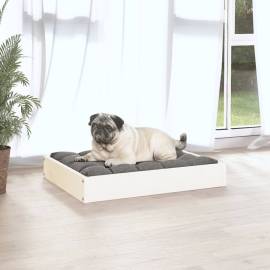 Pat pentru câini, alb, 61,5x49x9 cm, lemn masiv de pin, 5 image