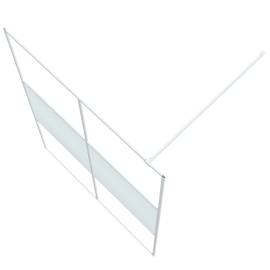 Perete de duș walk-in, alb, 140x195 cm, sticlă esg transparentă, 5 image