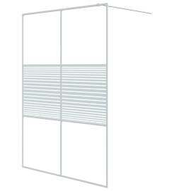 Perete de duș walk-in, alb, 140x195 cm, sticlă esg transparentă, 2 image