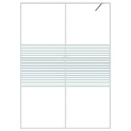 Perete de duș walk-in, alb, 140x195 cm, sticlă esg transparentă, 3 image