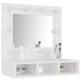 Dulap cu oglindă și led, alb, 60x31,5x62 cm, 11 image