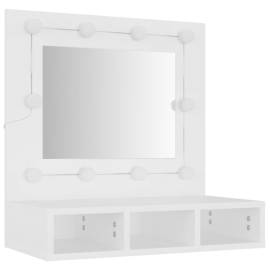 Dulap cu oglindă și led, alb, 60x31,5x62 cm, 4 image