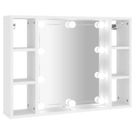 Dulap cu oglindă și led, alb, 76x15x55 cm, 2 image