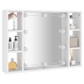 Dulap cu oglindă și led, alb, 76x15x55 cm, 6 image