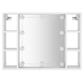 Dulap cu oglindă și led, alb, 76x15x55 cm, 7 image