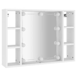 Dulap cu oglindă și led, alb, 76x15x55 cm, 3 image