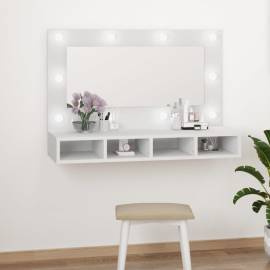 Dulap cu oglindă și led, alb, 90x31,5x62 cm, 11 image