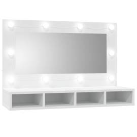 Dulap cu oglindă și led, alb, 90x31,5x62 cm, 2 image