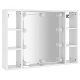 Dulap cu oglindă și led, alb extralucios, 76x15x55 cm, 3 image