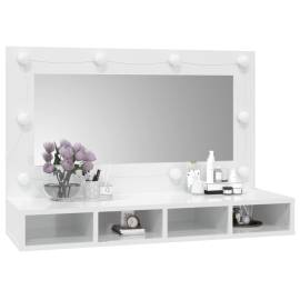 Dulap cu oglindă și led, alb extralucios, 90x31,5x62 cm, 10 image