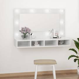 Dulap cu oglindă și led, alb extralucios, 90x31,5x62 cm, 11 image