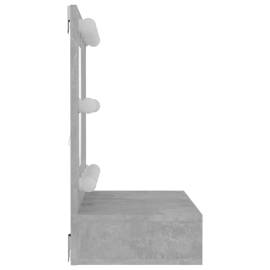 Dulap cu oglindă și led, gri beton, 60x31,5x62 cm, 6 image