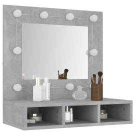 Dulap cu oglindă și led, gri beton, 60x31,5x62 cm, 11 image
