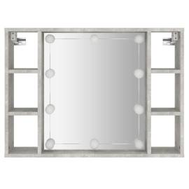 Dulap cu oglindă și led, gri beton, 76x15x55 cm, 7 image