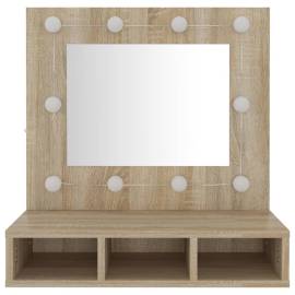 Dulap cu oglindă și led, stejar sonoma, 60x31,5x62 cm, 5 image