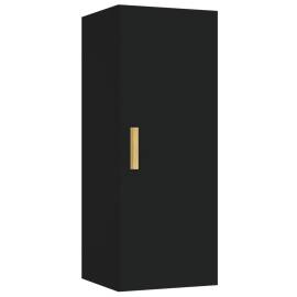 Dulap de perete, negru, 34,5x34x90 cm, lemn compozit, 2 image