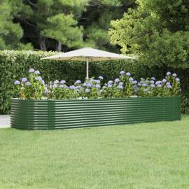 Jardinieră de grădină, verde, 447x140x68 cm, oțel