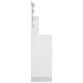 Masă de toaletă cu led, alb extralucios, 86,5x35x136 cm, 6 image