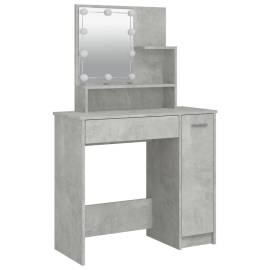 Masă de toaletă cu led, gri beton, 86,5x35x141 cm, 3 image