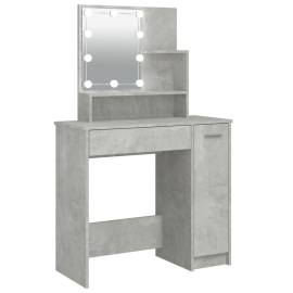Masă de toaletă cu led, gri beton, 86,5x35x141 cm, 2 image
