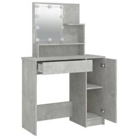 Masă de toaletă cu led, gri beton, 86,5x35x141 cm, 4 image